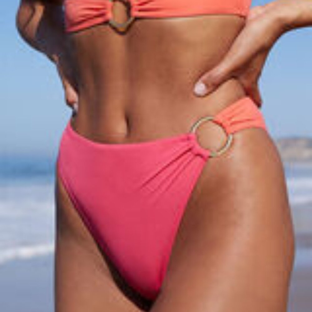 NWT Storm Reid x Pacsun Pink and Orange Ring High Waisted Bikini Bottom - Size L